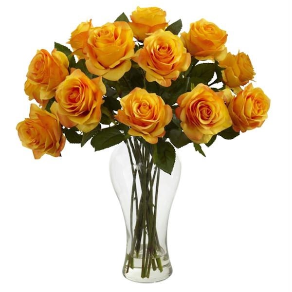 Nearly Natural Blooming Roses with Vase 1328-OY - main